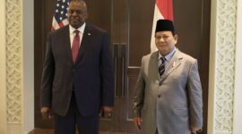 Menteri Pertahanan RI Prabowo Subianto bertemu dengan Menteri Pertahanan Amerika Serikat Lloyd Austin. (Dok. Tim Media Prabowo)
