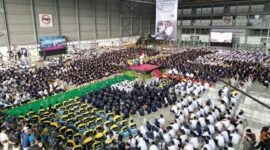 Menteri Pertahanan RI Prabowo Subianto saat menghadiri acara “The 1st DEFEND ID’s Day” di Hanggar PT Dirgantara Indonesia, Bandung Jawa Barat. (Instagram.com/@prabowo)