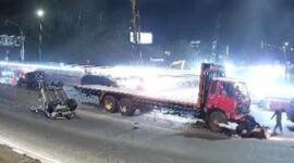 kecelakaan truk yang terjadi di exit Tol Bawen Kabupaten Semarang. (Instagram.com/@informasiseputarsemarang) 
