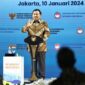 Menteri Pertahanan Prabowo Subianto dalam seminar nasional bertajuk ‘Strategi Perlindungan Kawasan Pulau Jawa, Melalui Pembangunan Tanggul Pantai dan Tanggul Laut (Giant Sea Wall)’ di Jakarta. (Dok. Tim Media Prabowo)