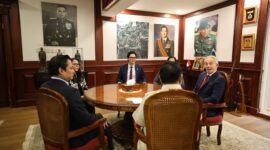 Menteri Pertahanan Prabowo Subianto menerima kunjungan Tony Blair, di Kementerian Pertahanan. (Dok. Tim Media Prabowo)