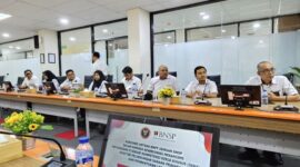 Foto : Pertemuan resmi antara Tim BNSP dan BNPT membahas strategi penyusunan dan implementasi Standar Kompetensi Kerja Khusus bagi Auditor Pelindungan Sarana dan Prasarana. (17/4/24). (Doc.Ist)