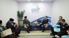 Pertemuan bilateral Presiden RI Prabowo Subianto dengan Presiden Prancis Emmanuel Macron, Museu de Arte Moderna, Rio de Janeiro, Brasil. (Dok. Tim Media Prabowo)